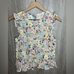 Floral Sleeveless Ruffle Top Size XS